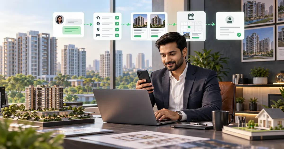 Indian property consultant using WhatsApp automation to qualify leads and schedule site visits